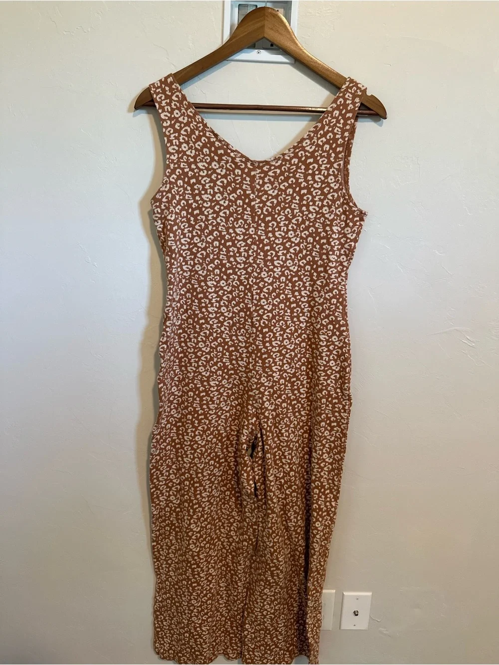 Saturday Sunday Anthropologie Leopard Henley Jumpsuit Size Small